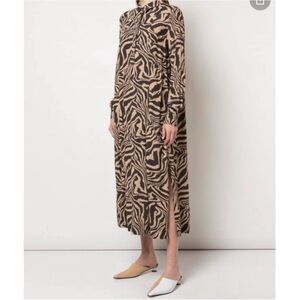 Ganni Zebra Brown Black Shirt Dress M
